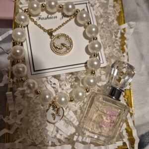 Pisces Bracelet & Necklace With  Mini 5 ML Juicy Couture Perfume 3 Piece Bundle